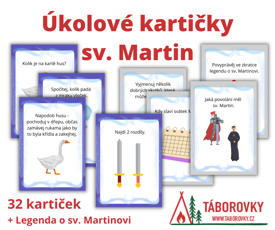 úkolové kartičky pro děti s tématem sv. Martina